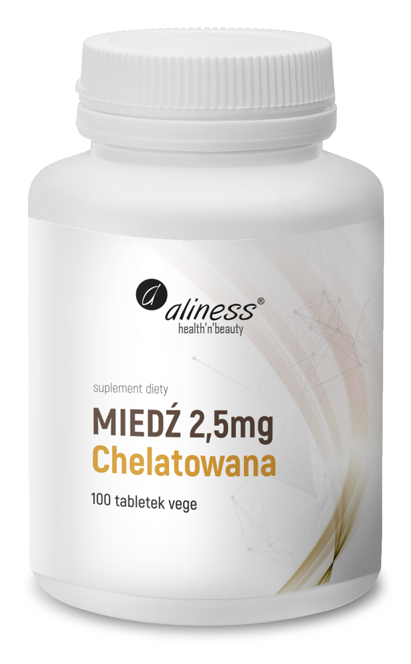 Miedź Chelatowana Aliness 2,5 mg 100 tabletek Wysoka Przyswajalność