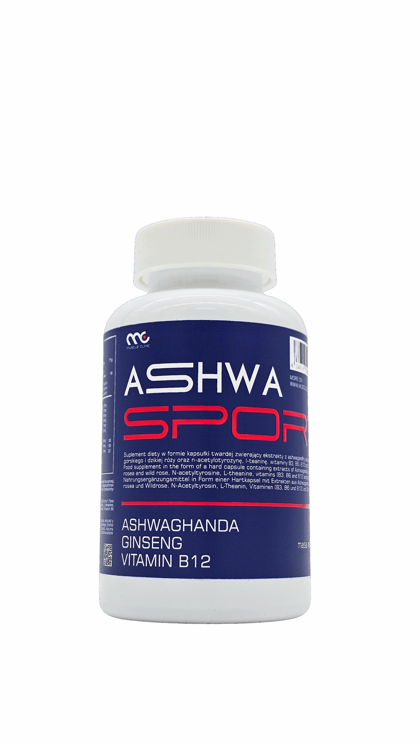 Ashwagandha Muscle Clinic Ashwa Sport 90 kapsułek Redukcja Stresu