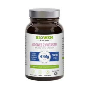 Magnez Biowen z Potasem 4 x Mg 100 kapsułek Prawidłowa Praca Mięśni i Serca