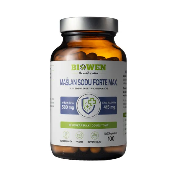 Maślan Sodu Biowen Forte Max 580mg 100 Kapsułek Wsparcie Mikroflory Jelitowej