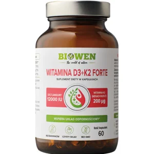 Witaminy Biowen Witamina D3 + K2 Forte 12000IU 60 kapsułek wsparcie odporności