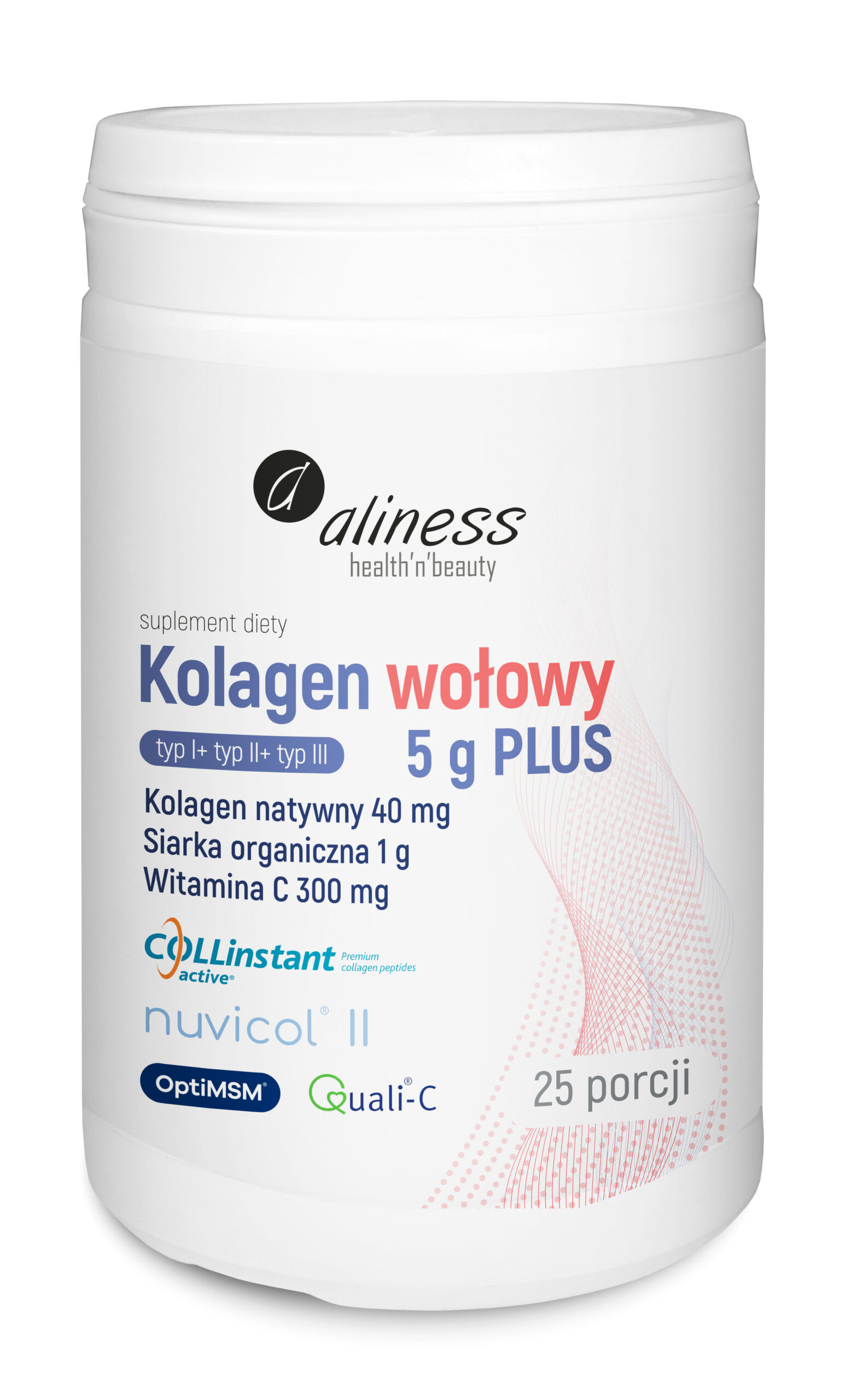 Aliness Kolagen wołowy 5 g PLUS natywny II, siarka OptiMSM, wit. C (typ I+ typ II+ typ III)