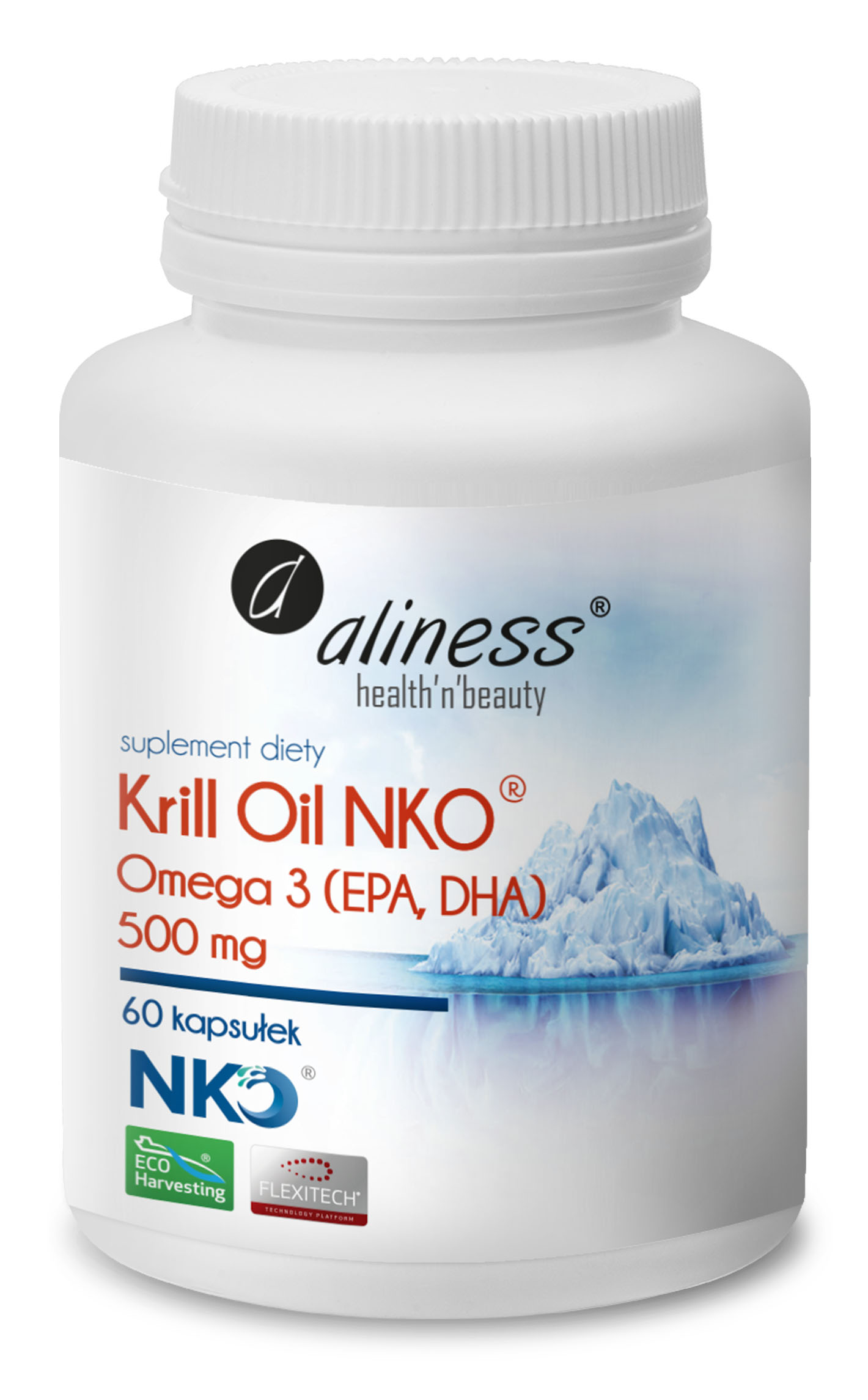 Kwasy Omega-3 z astaksantyną Aliness Krill Oil NKO 60 kapsułek